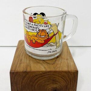 Vintage McDonalds Garfield & Friends Glass Mug 1978 By Anchor Hocking
